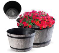 Pot de fleurs KADAX, en plastique, jardinière ronde, 30 cm, gris clair