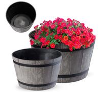 Pot de fleurs KADAX, en plastique, jardinière ronde, 30 cm, gris foncé