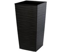KADAX Pot de Fleurs Haut 36,5 cm, Plastique Imitation rotin, résistant aux intempéries - intérieur/extérieur, Noir
