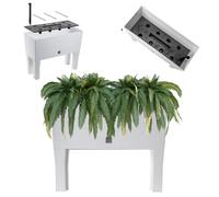 KADAX Pot de Fleurs sur Pieds, Plate-Bande surélevée en Plastique, Disponible en 2 Tailles, bac à Plantes en rotin, bac à Fleurs pour Jardin, Balcon, terrasse, bac à Plantes, Parterre (80 cm/Blanc)