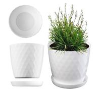 KADAX Pot de Fleurs 25 cm - en Plastique avec Soucoupe Intégrée, Pot de Plante pour Une Décoration Florale Moderne dans l'espace Intérieur (Blanc)