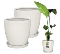Pot de fleurs - KOTARBAU - Lot de 2 - Blanc - Céramique émaillée - Ø31cm H30cm