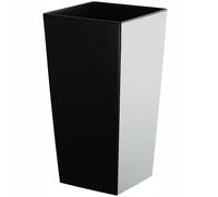 Pot de fleurs lisse KADAX en plastique, avec insert, 35 cm, noir