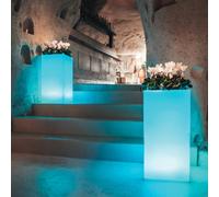 POT DE FLEURS LUMINEUX YOUCUBE 40X40 H80 AVEC LED OU AMPOULE JARDIN BALCON PATIO