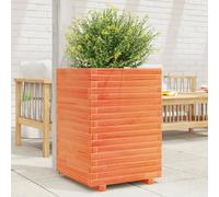 Pot de fleurs marron cire, 50 x 50 x 72 cm, pin massif, grand volume, pour jardin et terrasse, construction robuste