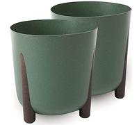Pot de fleurs mat TULMERO, pot de fleurs en plastique, pot décoratif pour grandes et petites plantes, lot de 2 pots de fleurs, pots de fleurs, pots d'herbes aromatiques, (paquet de 2) vert, ø 30 cm