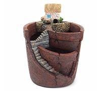Pot de fleurs Microlandschaft Jardin suspendu Monde contes fées Plante succulente Maison plantes Décoration en résine avec sculpture fine Simulation haute Forme artistique riche Texture claire Imitati