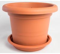 Pot de fleurs Montana avec soucoupe, en différentes couleurs et tailles, couleur : terre cuite, diamètre : 25 cm