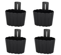 Pot de fleurs mural avec support, anthracite, 20 cm, lot de 4