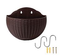 Pot de fleurs mural demi-rond imitation rotin de style européen, panier à suspendre pour extérieur, pot de fleurs rustique, panier de fleurs décoratif en demi-cercle pour intérieur et extérieur