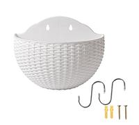 Pot de fleurs mural demi-rond imitation rotin de style européen, panier à suspendre pour extérieur, pot de fleurs rustique, panier de fleurs décoratif en demi-cercle pour intérieur et extérieur