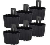 Pot de fleurs mural pour balcon, style rustique anthracite, 20 cm, lot de 6
