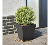 Pot de fleurs noir 30 x 30 x 30 cm - En acier robuste - Pour jardin, balcon, terrasse - Jardinière surélevée carrée - Pot de fleurs durable