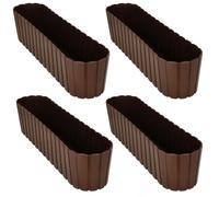 Pot de fleurs ovale pour balcon, marron rustique, 60 cm, lot de 4