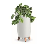 Pot de fleurs pieds haut Tube jardiniere rond 20 cm bac a fleurs mat blanc en plastique