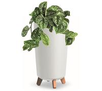 Pot de fleurs pieds haut Tube jardiniere rond 24 cm bac a fleurs mat blanc en plastique