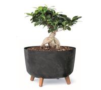 Pot de fleurs pieds jardiniere rond 39 cm bac a fleurs plastique anthracite béton