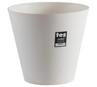 Pot de fleurs - PLASTIKEN - Rond conique - Blanc - 10l - Ø 26cm