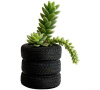 Pot de Fleurs Pneu 7.5cm Résine Noire Pot de Fleurs Pneu 7.5cm | Design pneu unique, résine organique noire, taille compacte 7.5cm, pour idéal bureau, moderne