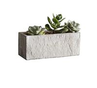 Pot de fleurs Pot de fleur rectangulaire avec stries de pierre, avec trous de drainage, pot de plante en ciment, for jardin de rebord de fenêtre de chambre à coucher (3 tailles) Jardinières(Moyen)