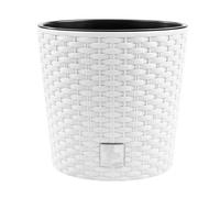 Pot de fleurs pot de fleurs aspect rotin cache-pot jardinière rond 40 cm blan...