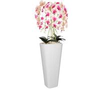 Pot De Fleurs Pot De Fleurs Avec Grand Insert Couleur Blanc Rond Ø39 Cm H 81 Cm Rainure Surface Mat Plastique Moderne Glamour Multicolore