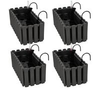 Pot de fleurs - pour balcon - 40 cm - Gris - Lot de 4