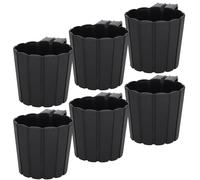 Pot de fleurs pour balcon avec support de terrasse anthracite 15 cm, lot de 6