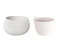 Pot De Fleurs - Prosperplast - Rond - Plastique Blanc - 23,9 X 23,9 X 16,1 Cm - Avec Réservoir D'eau Multicolore