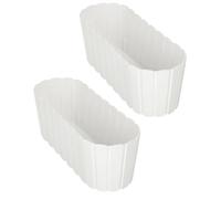 KOTARBAU® 2 pcs Jardinière Exterieur - Plastique - 40 x 13 x 13 cm - Blanc - Pot De Fleur Exterieur - Jardiniere Balcon - Rustique - Rectangulaire - Grand Cache-Pot