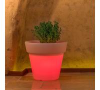 POT DE FLEURS RESINE AVEC LAMPE LED PLUSIEURS COULEURS DIAMÈTRE 80 BALCON