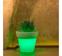 POT DE FLEURS RESINE AVEC LAMPE LED PLUSIEURS COULEURS DIAMÈTRE 80 BALCON
