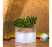 POT DE FLEURS RÉSINE JARDINIÈRE CACHE MADE IN ITALY H40 JARDIN LED MULTICOLOR