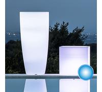 POT DE FLEURS RÉSINE HAUT MODERNE ROND JARDIN MADE EN ITALY LUMIÈRE LED LUMINEUX