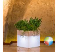 POT DE FLEURS RÉSINE CARRÉ LED JARDINIÈRE CACHE POT RUGUEUX MADE IN ITALY JARDIN