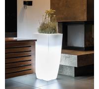 POT DE FLEURS RÉSINE MODERNE CARRÉ JARDIN MADE EN ITALY LUMIÈRE LED LUMINEUX
