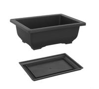 Pot de fleurs rétro en plastique avec plateau, rectangulaire ou carré résistant à l'humidité, pour herbes, roses, tomates, décoration nordique pour la maison et le jardin (2#)