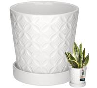 Pot de fleurs rond blanc KOTARBAU® 13 cm avec soucoupe, en céramique émaillée, p