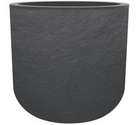 Pot de fleurs Rond - EDA - Volcania Up - 32,5 L - Intérieur/Extérieur - Décor Pierre - Ø 38,5 x H. 36,8 cm - Gris Anthracite