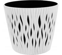 Pot de fleurs rond en plastique blanc avec insert, 11 cm