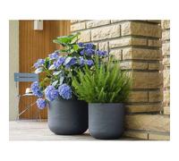 EDA Pot de fleurs rond Volcania Up 67 L Intérieur/Extérieur Décor pierre Gris anthracite