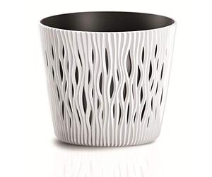 Pot de fleurs rond en plastique Sandy Round en couleur blanche 12 (L) x 12 (l) x 11,1 (H) cm