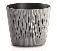 Pot de fleurs rond en plastique Sandy Round en couleur grise 15,8 (L) x 15,8 (l) x 13,8 (H) cm