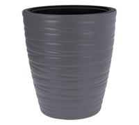 Pot de fleurs rond en plastique - Taille XXL - Gris - Avec insert amovible - 53 x 47 cm - Pot de fleurs moderne avec design ondulé - Pour l'extérieur et l'intérieur - Pot de fleurs