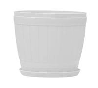 Pot de fleurs, rond, épais, 30 cm, avec trous et plateaux, pour l'intérieur et l'extérieur, en plastique, blanc, taille XL