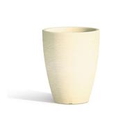 POT DE FLEURS ROND H38 RÉSINE IVOIRE ANTIQUISÉE DÉCOR MODERNE MADE EN ITALY