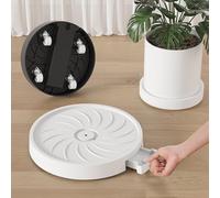 Pot de fleurs rond pour caddie avec roulettes pivotantes - Pot de fleurs en polypropylène de 38 cm de diamètre pour intérieur/extérieur, bac de drainage de l'eau et de rangement (blanc, 35 cm)