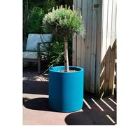 Bac à fleurs rond RIVIERA GRANIT - Plastique - Diamètre 50 cm - Bleu