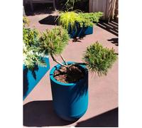 Pot de fleurs rond - RIVIERA - GRANIT TULIPE - Plastique - D50 x H71 cm - Bleu