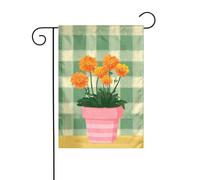 Pot de fleurs rose avec fleurs oranges drapeau de jardin 30 x 45 cm vertical double face ferme vacances décorations extérieures drapeau de cour